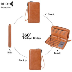 Vintage design RFID wallet for women in peacock blue