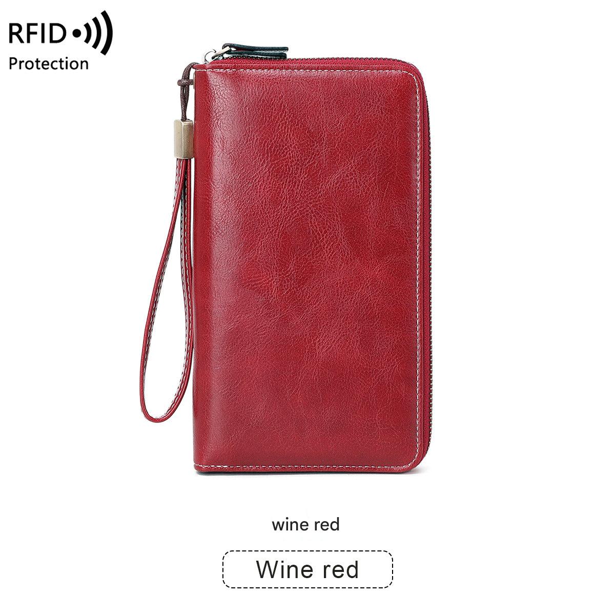Large compartment of stylish RFID women's wallet
