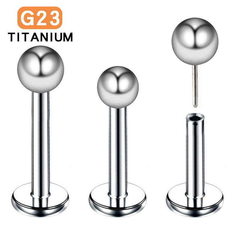 Stylish titanium lip piercing studs shown 7