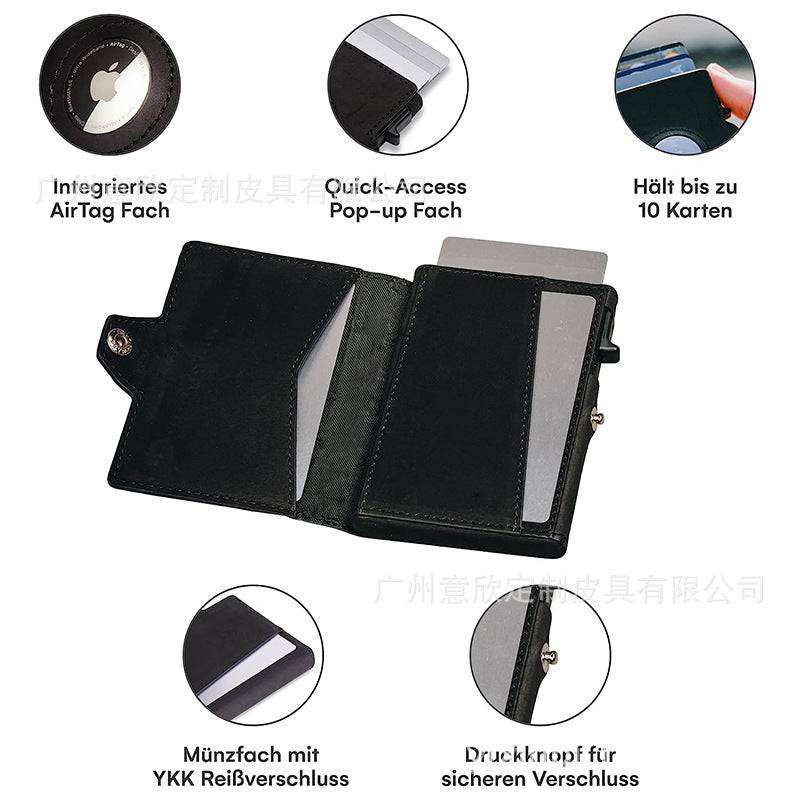 Interior view of RFID blocking leather wallet