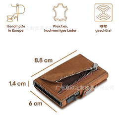 Leather wallet on table surface showcasing vintage style