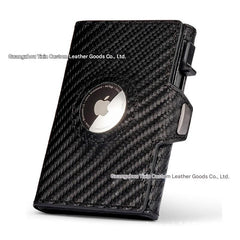 Vintage leather wallet with card slots and AirTag feature