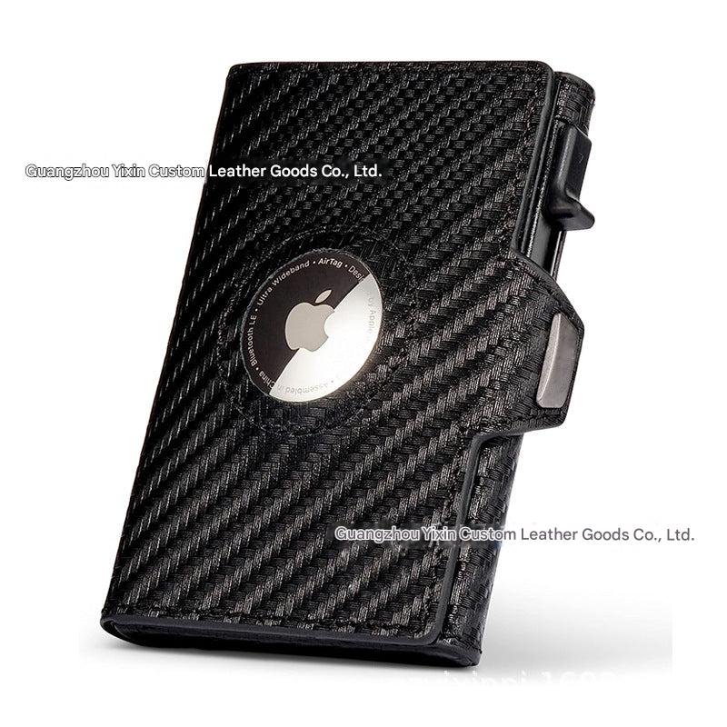 Vintage leather wallet with card slots and AirTag feature