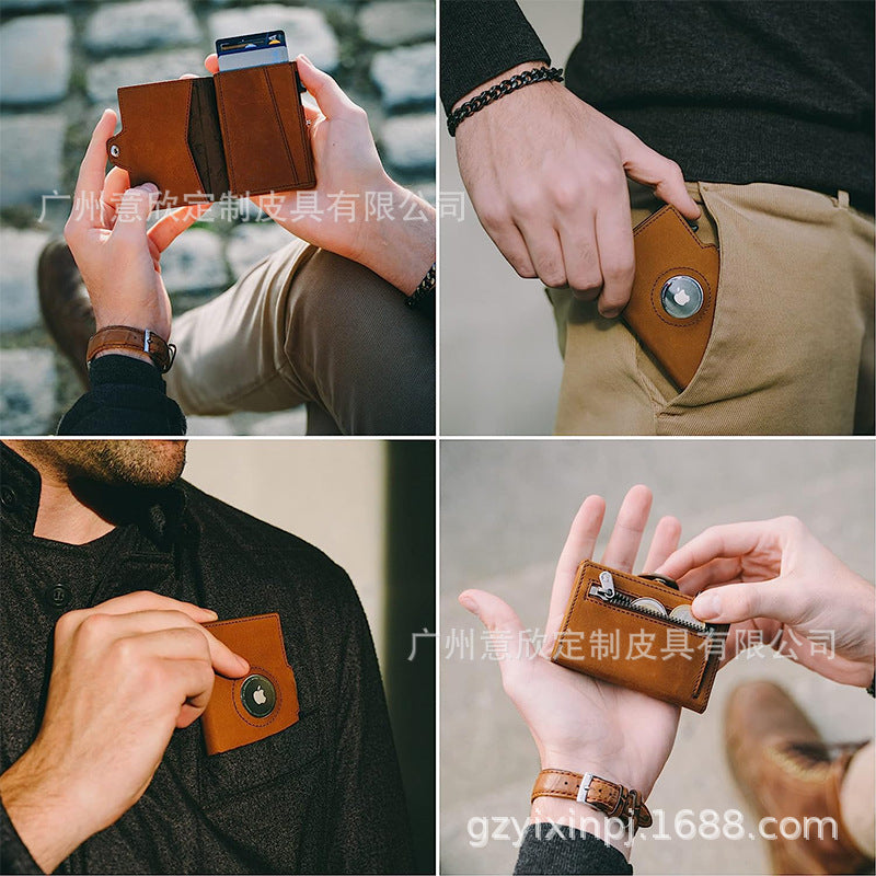 Lifestyle image of RFID wallet with AirTag active
