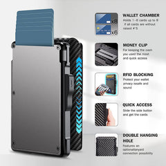 RFID Blocking Carbon Fiber Wallet open with cards