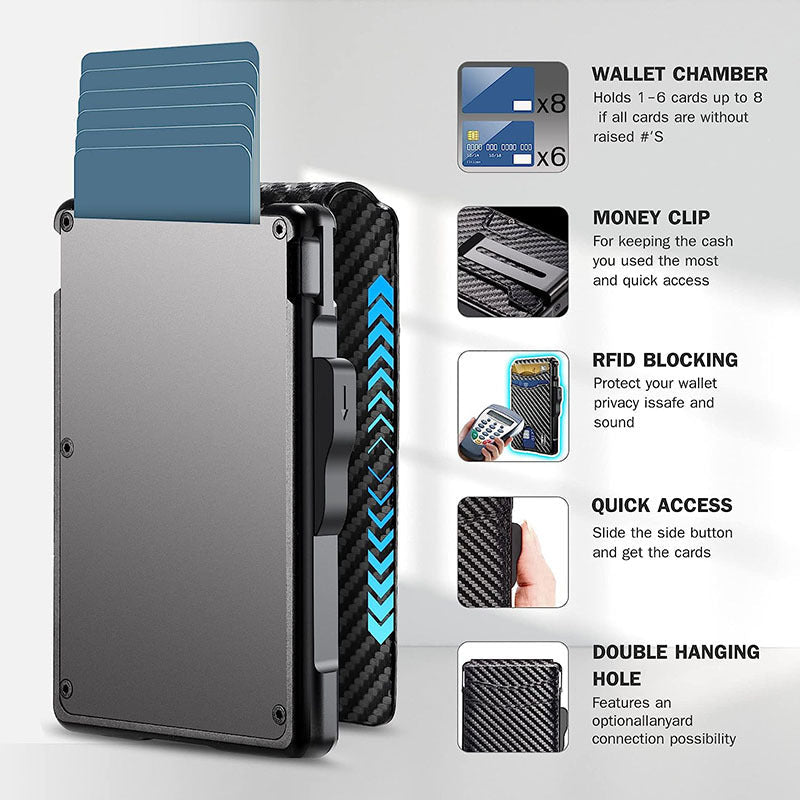 RFID Blocking Carbon Fiber Wallet open with cards