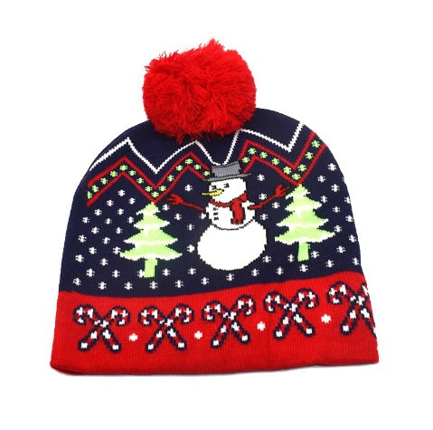 colourful Christmas beanie hat with pom-pom