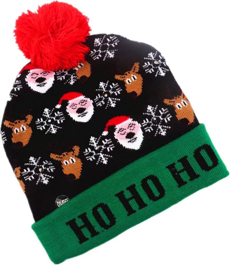 group of friends with festive beanies