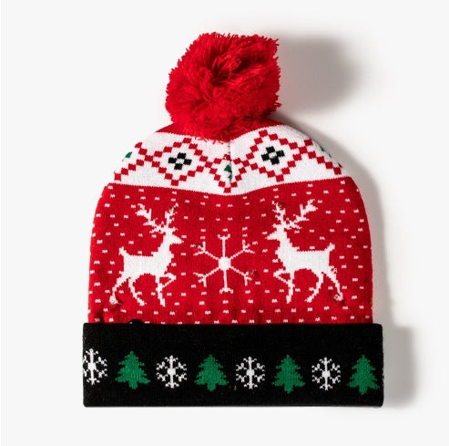 colourful Christmas beanie hat with pom-pom