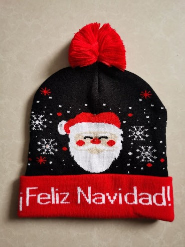 group of friends with festive beanies