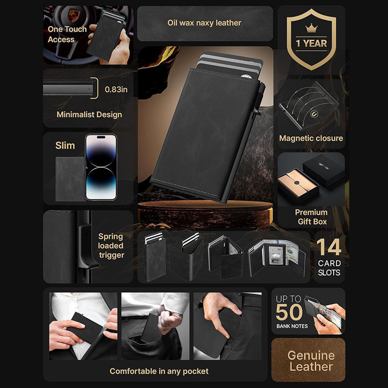 sleek aluminium wallet open view