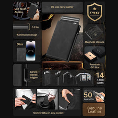 sleek aluminium wallet open view