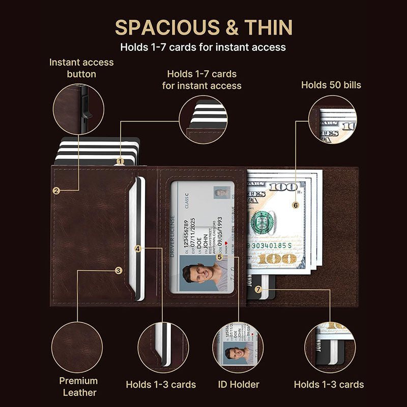 sleek aluminium wallet open view