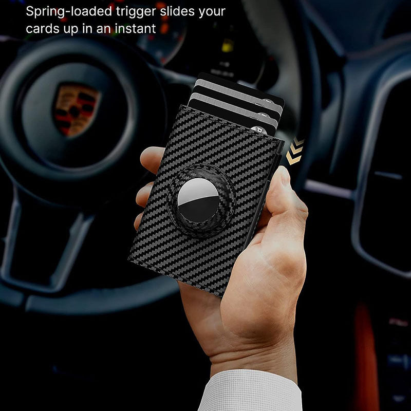 Front view of RFID-blocking men's wallet in oil wax black