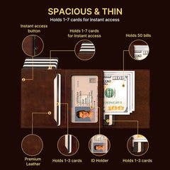 Close-up of wallet stitching and materials