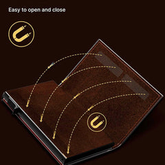 Front view of RFID-blocking men's wallet in oil wax black