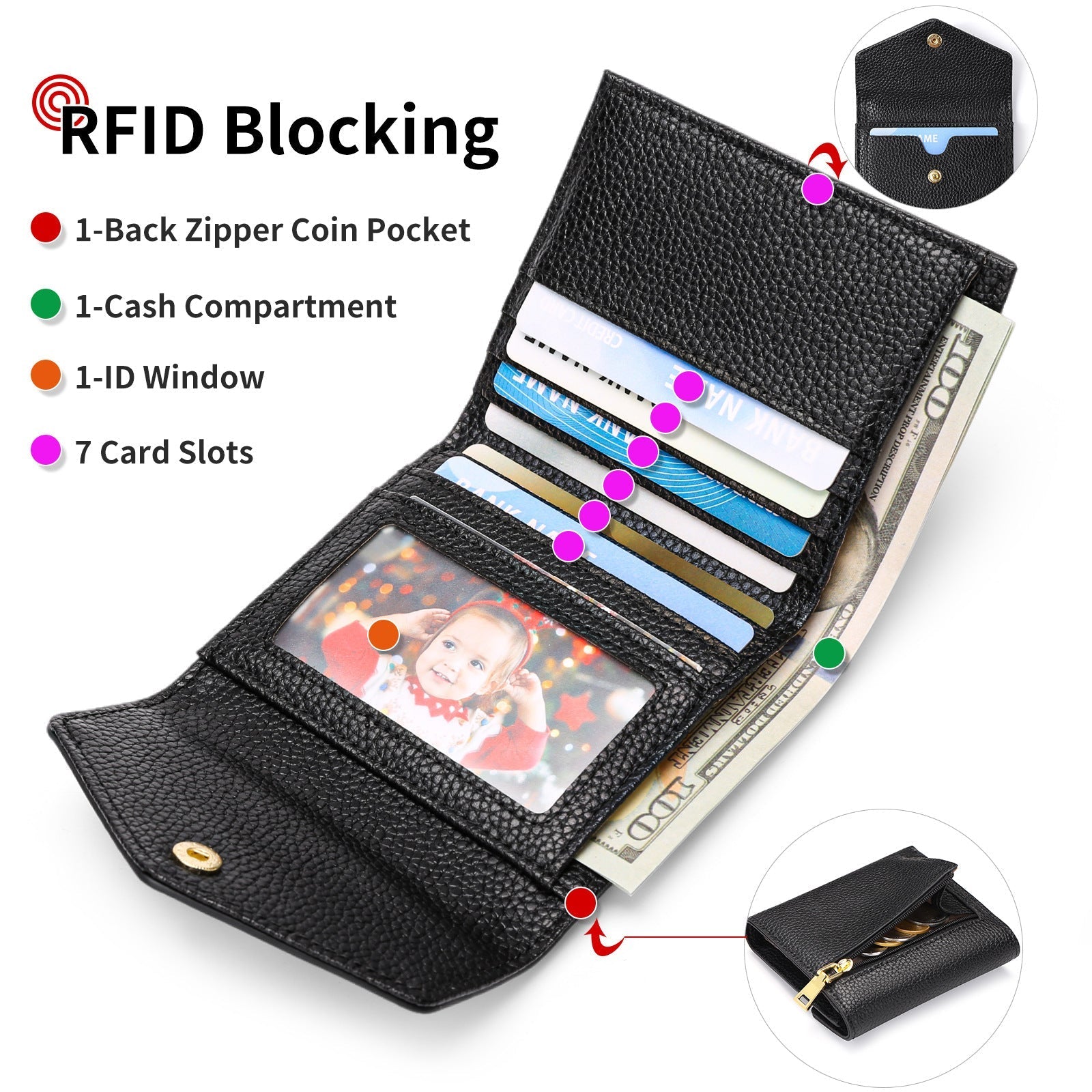 Women's RFID Blocking Wallet in Light Blue