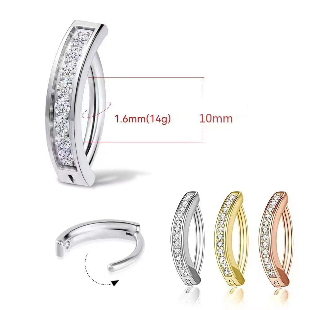 Detailed sparkling zircon navel ring image 3