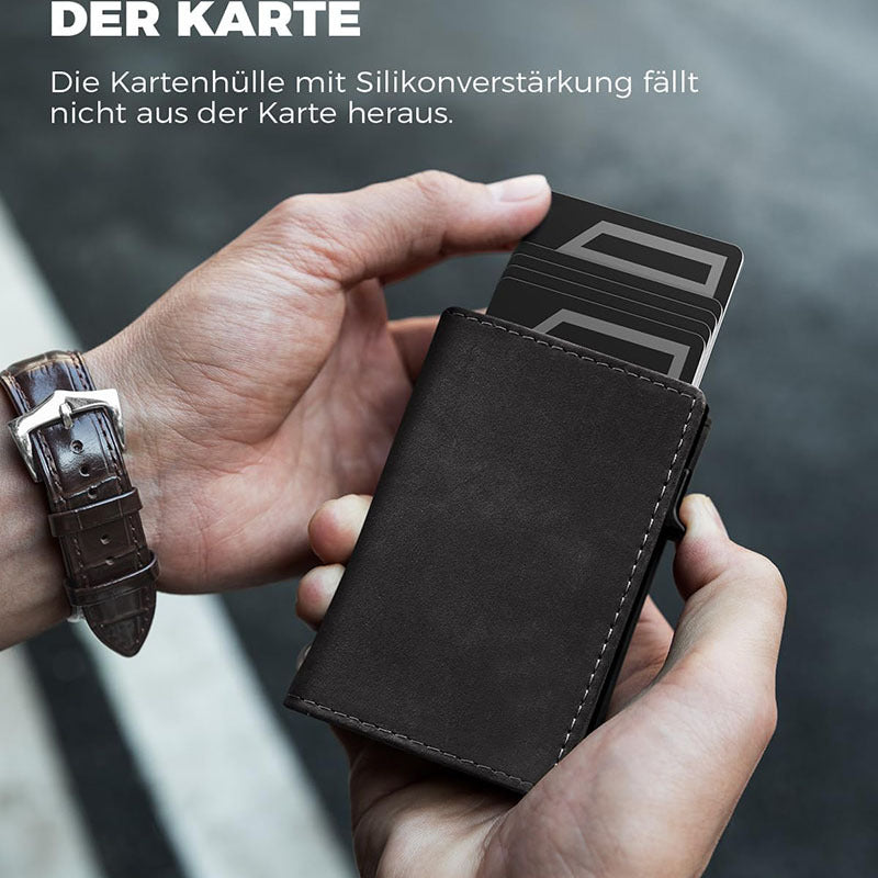Ultra-Thin RFID-Blocking Leather Wallet - Carbon Fiber