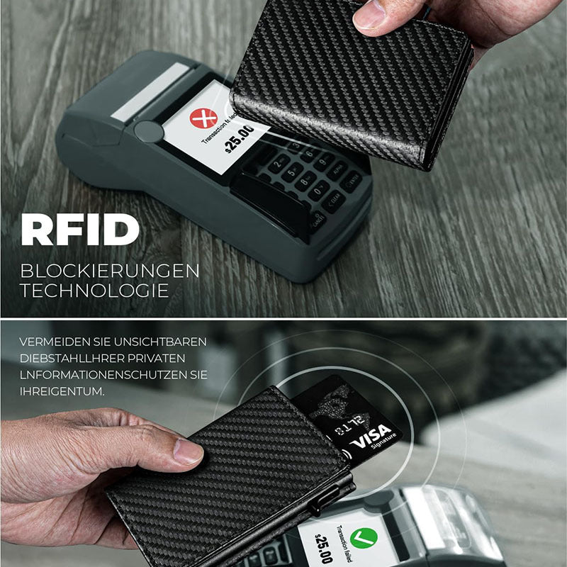Ultra-Thin RFID-Blocking Leather Wallet - Brown