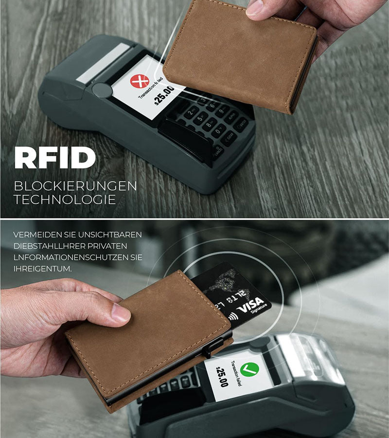 Ultra-Thin RFID-Blocking Leather Wallet - Carbon Fiber