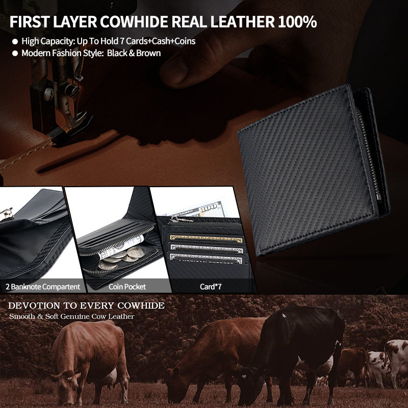 RFID wallet with card slots - brown