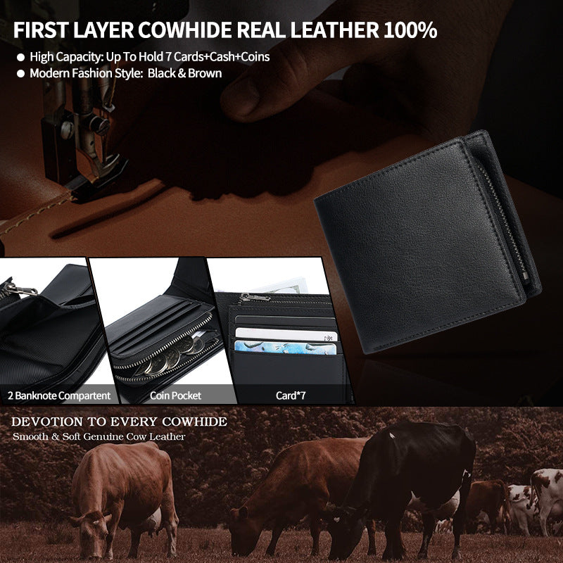compact men's wallet with coin pocket