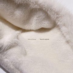 Back view of cute plush winter hat with antlers