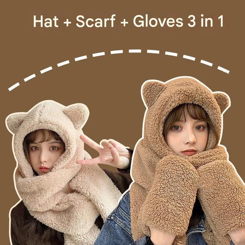 Stylish bear motif winter neck gaiter