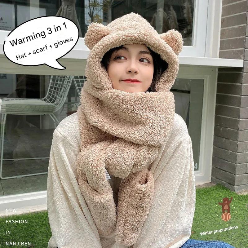 Earmuffs included with warm winter hat set