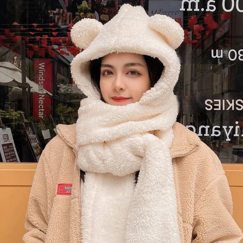 Stylish bear motif winter neck gaiter