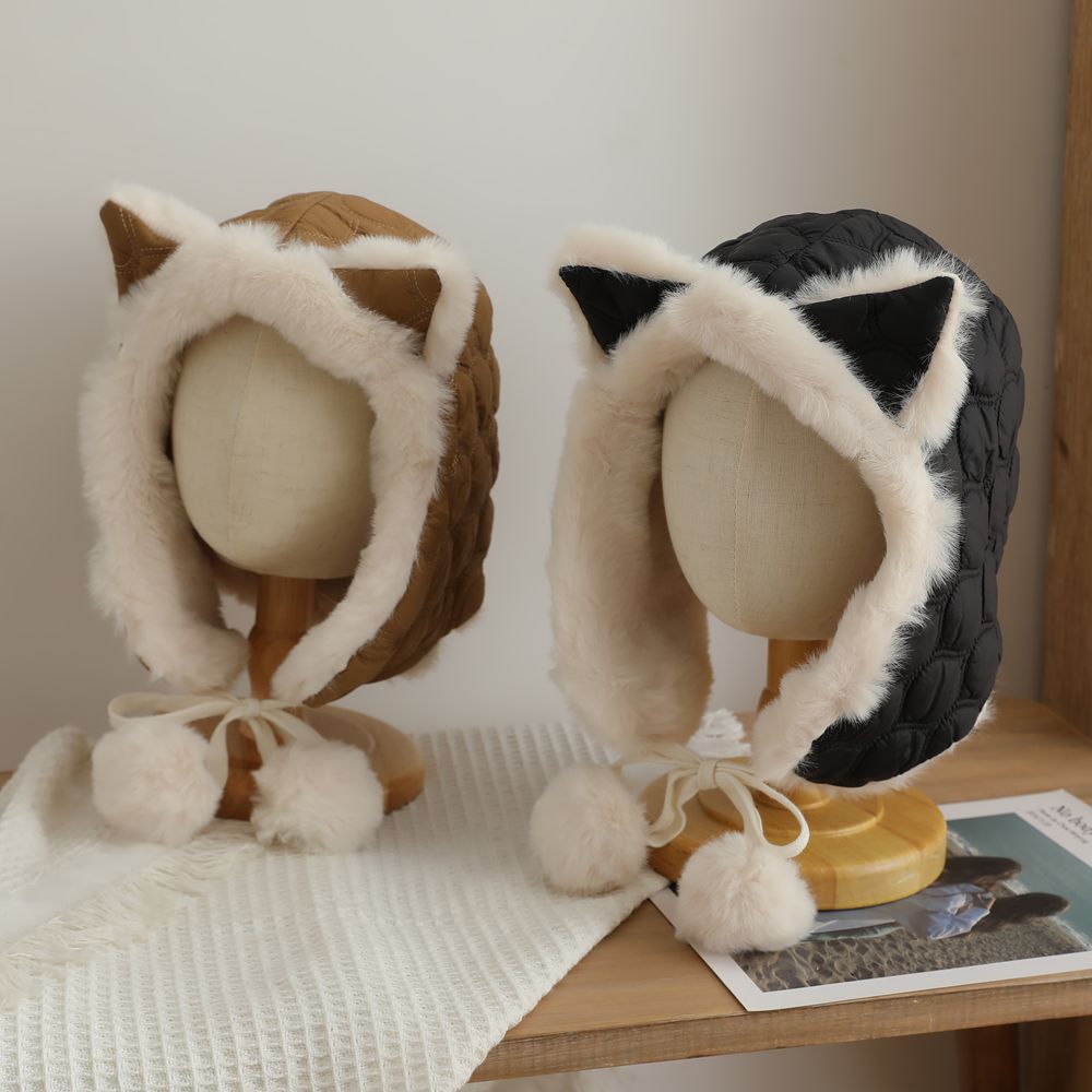 Cozy Fox Ear Plush Hat with neck guard for warmth