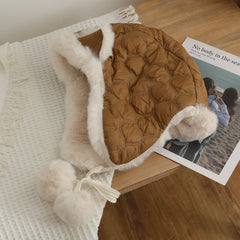 Cozy Fox Ear Plush Hat in khaki colour
