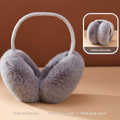 Close-up of plush ear muffs fabric