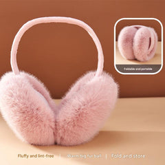 Black plush ear muffs for women