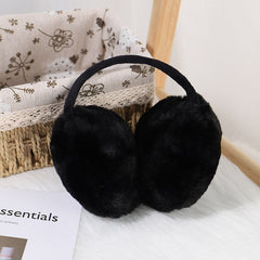 Black plush ear muffs for women