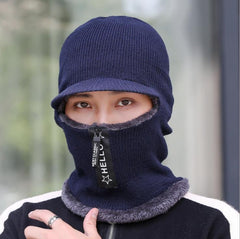 Men's winter fleece knit cap in black