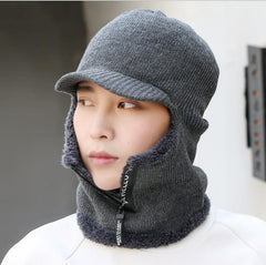 Men's winter fleece knit cap in gray