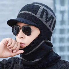 Men's winter fleece knit cap in navy