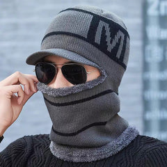Close-up of fleece knit cap fabric