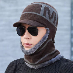 Men's winter fleece cap in casual setting