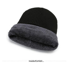 Men wearing winter fleece knit cap outdoors