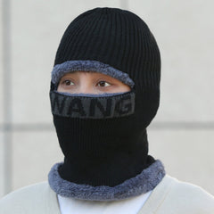 Men wearing winter fleece knit cap outdoors