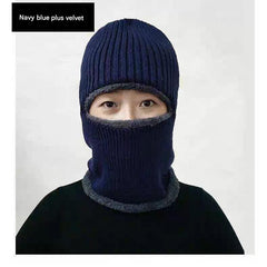 Outdoor cycling with winter fleece cap