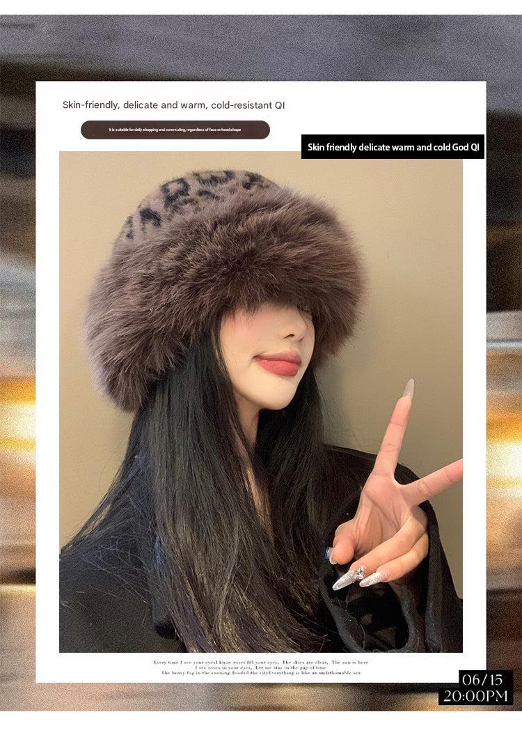 showing warmth and fashion of leopard hat - image 4