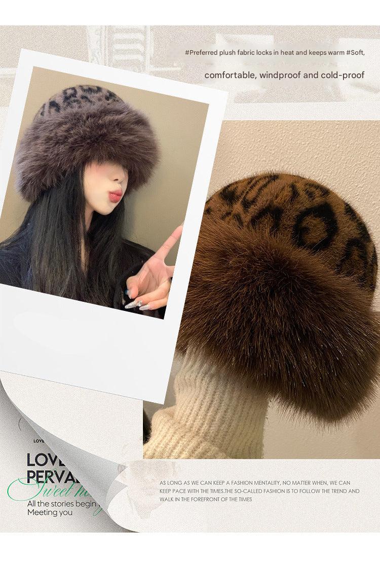 leopard print winter hat worn outdoors - image 5
