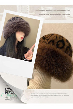 leopard print winter hat worn outdoors - image 5