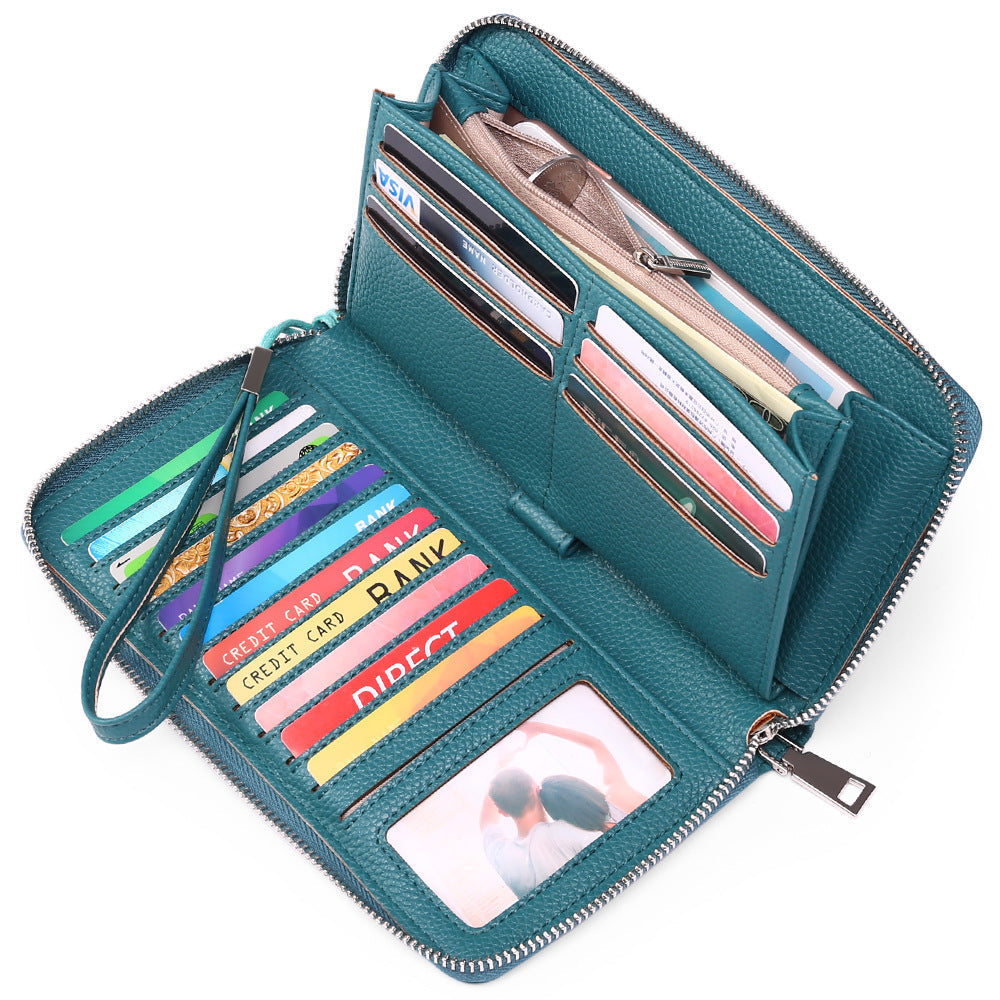 RFID-blocking long wallet in burgundy