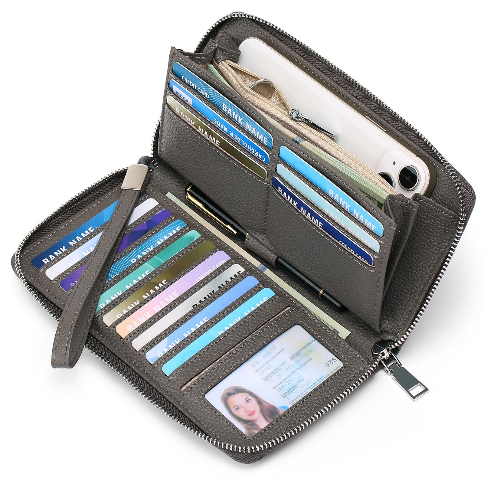 synthetic leather wallet in deep blue