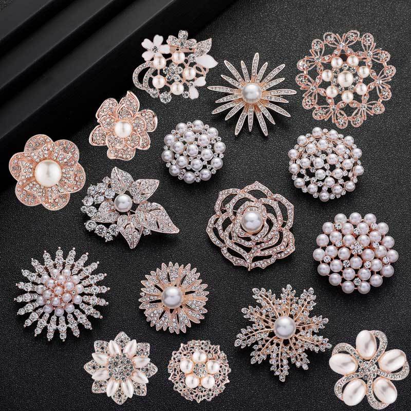 close-up view of the pearl brooch